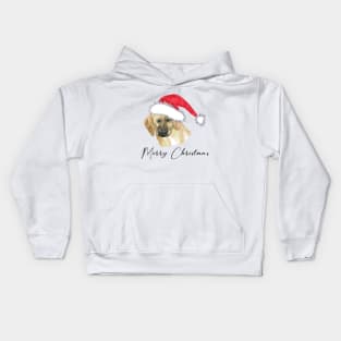 Merry christmas little puppy in watercolor Kids Hoodie